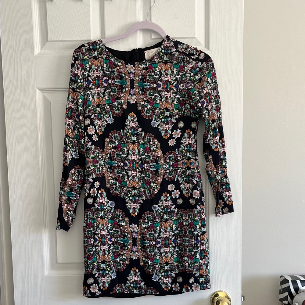 Black Floral Patterned Mini Dres